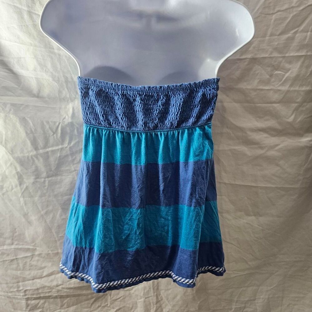 Vintage y2k hollister blue striped strapless babydoll top - Picture 3 of 4
